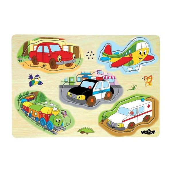 Woody Zvukové puzzle Doprava, 5 ks