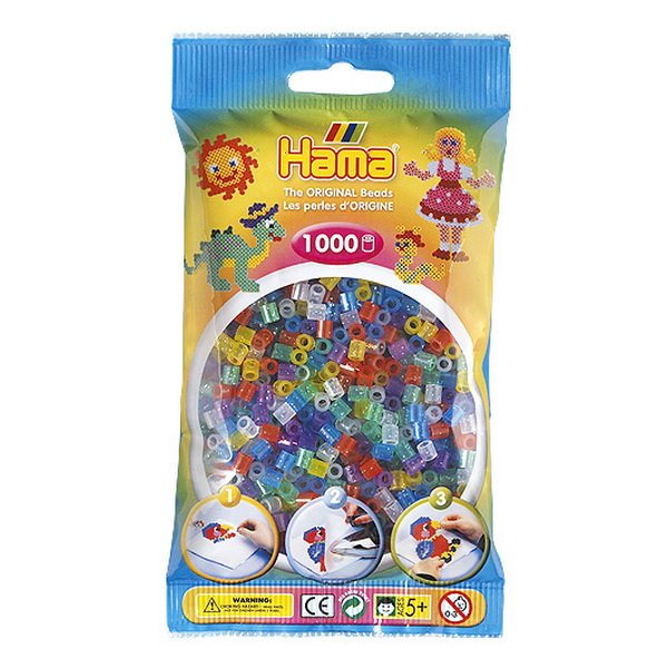 Hama zažehlovacie korálky mix farieb trblietavé, 1000 ks