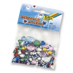 Folia ozdobné kamienky 450 ks, srdcia