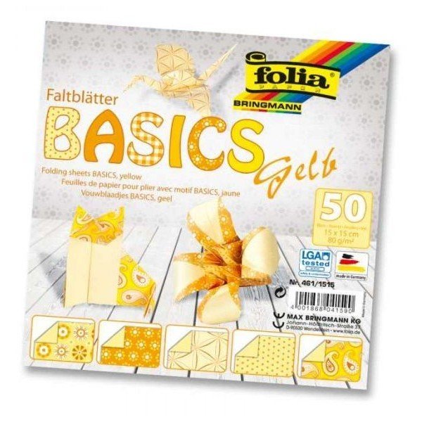 Folia Origami papier Basics Žltý, 50 ks