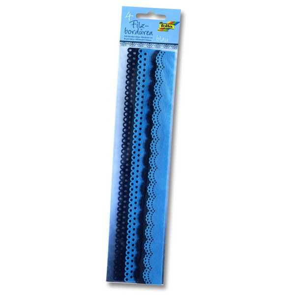 Folia Bordúry z filcu v modrých tónoch, 4 ks, 30 cm