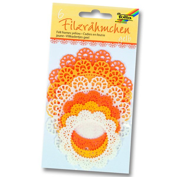 Folia Filcové ramčeky v žltých tónoch, 6 ks