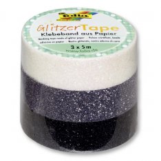 Folia Glitter Tape - dekoračná lepiaca páska čierna sada, 3 ks