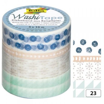 Folia Washi Tape - dekoračná lepiaca páska, 4 ks