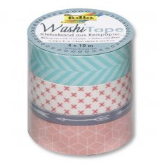 Folia Washi Tape - dekoračná lepiaca páska - Geometrické tvary, 4 ks