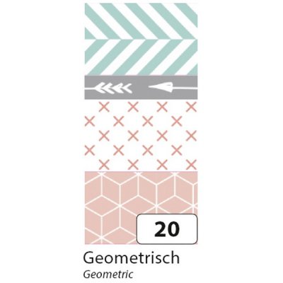 Folia Washi Tape - dekoračná lepiaca páska - Geometrické tvary, 4 ks