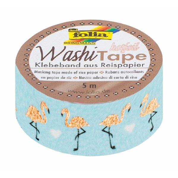 Folia Washi Tape - dekoračná lepiaca páska - Plameniaci