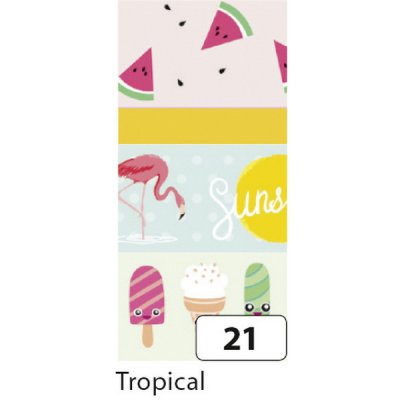 Folia Washi Tape - dekoračná lepiaca páska - Tropical, 4 ks