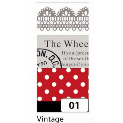 Folia Washi Tape - dekoračná lepiaca páska - Vintage, 4 ks