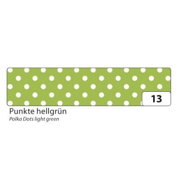 Folia Washi Tape - dekoračná lepiaca páska - Zelená s bielymi bodkami