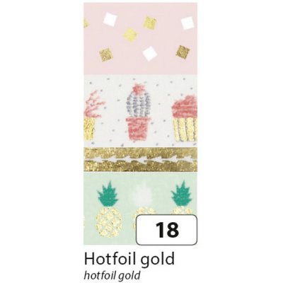 Folia Washi Tape - dekoračná lepiaca páska - Zlatá, 4 ks