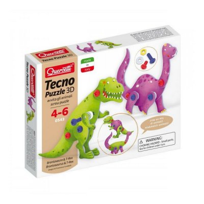 Quercetti Tecno Puzzle 3D - brontosaurus a T-Rex