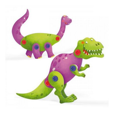 Quercetti Tecno Puzzle 3D - brontosaurus a T-Rex