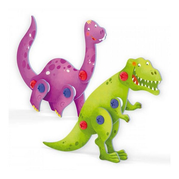 Quercetti Tecno Puzzle 3D - brontosaurus a T-Rex