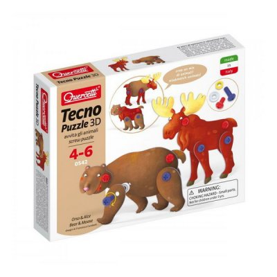 Quercetti Tecno Puzzle 3D - medveď a los