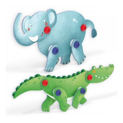 Quercetti Tecno Puzzle 3D - slon a krokodíl