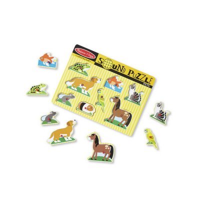 Melissa & Doug - Drevené puzzle so zvukmi - Domáce zvieratká