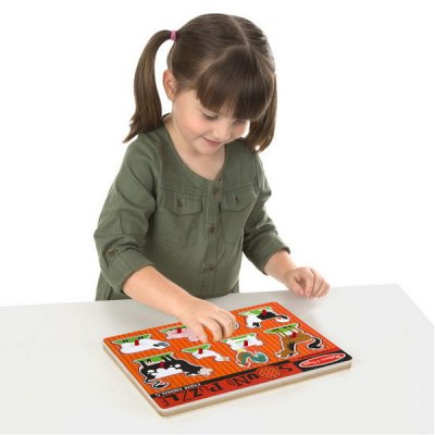 Melissa & Doug - Drevené puzzle so zvukmi - Zvieratká na farme