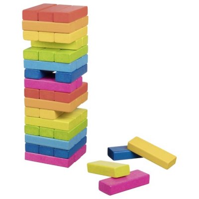 Goki Dúhová drevená veža Jenga, 48 ks
