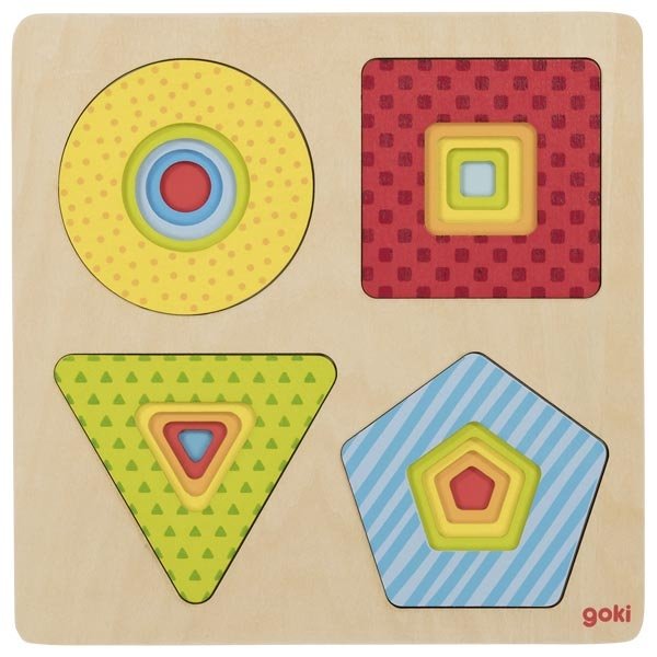 Goki Viacvrstvové puzzle - geometrické tvary, 16 ks