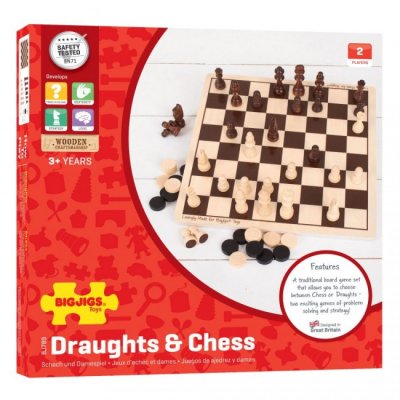 Bigjigs Drevené šachy a dáma 2v1