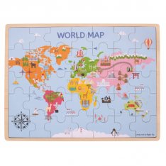 Bigjigs Toys Drevené puzzle Mapa sveta, 35 dielikov