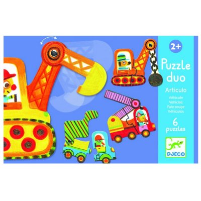 Djeco Puzzle duo Pohyblivé vozidlá, 6v1