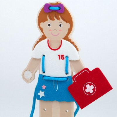 Bigjigs Toys Drevená obliekačka dievča, 27 dielikov