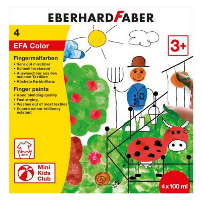 Eberhard Faber Prstové farby základné, 4 x 100 ml