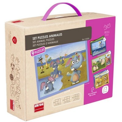 Školská sada Akros puzzle zvieratká, 9v1