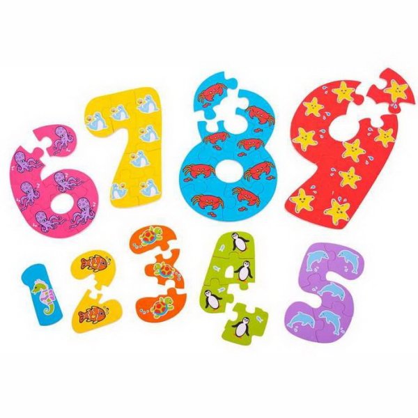 Bigjigs Toys Drevené puzzle Čísla 1-9