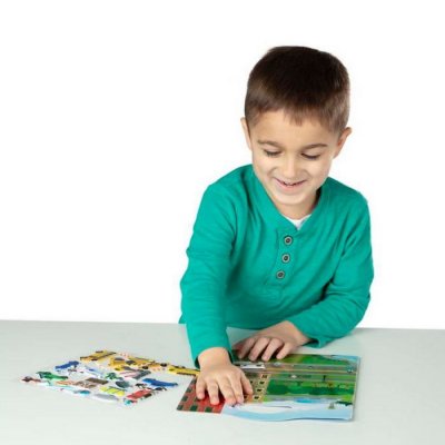 Melissa & Doug - Zošit s adhéznymi samolepkami Dopravné prostriedky, 32+
