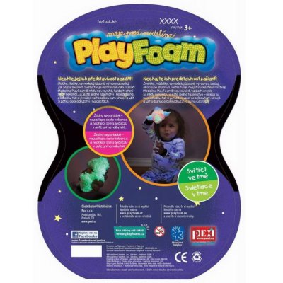 PlayFoam penová modelína svietiaca v tme, 4 farby