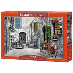 Castorland Puzzle Očarujúca ulička s červeným bicyklom, 500 dielikov