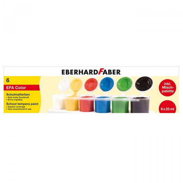 Eberhard Faber Temperové farby základné, 6 x 25 ml