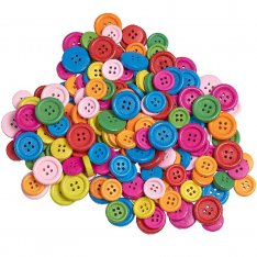 Playbox Drevené gombíky - Mix farieb a veľkostí, 200 ks