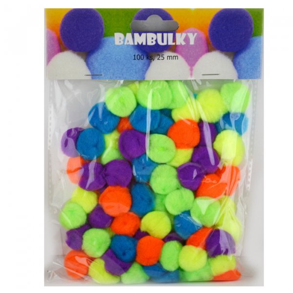 Creatoys Bambuľky neónové ø 25 mm, 100 ks