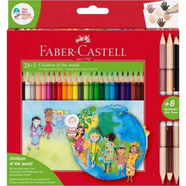 Faber Castell Pastelky trojhranné Deti sveta, 24+3 ks