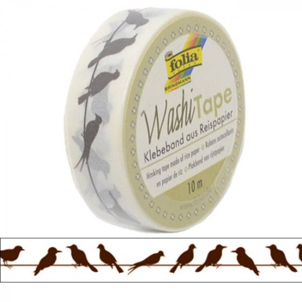 Folia Washi Tape - dekoračná lepiaca páska - Vtáky