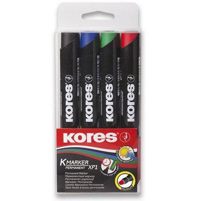 Kores Permanentné popisovače K-Marker  3-5 mm, 4 farby