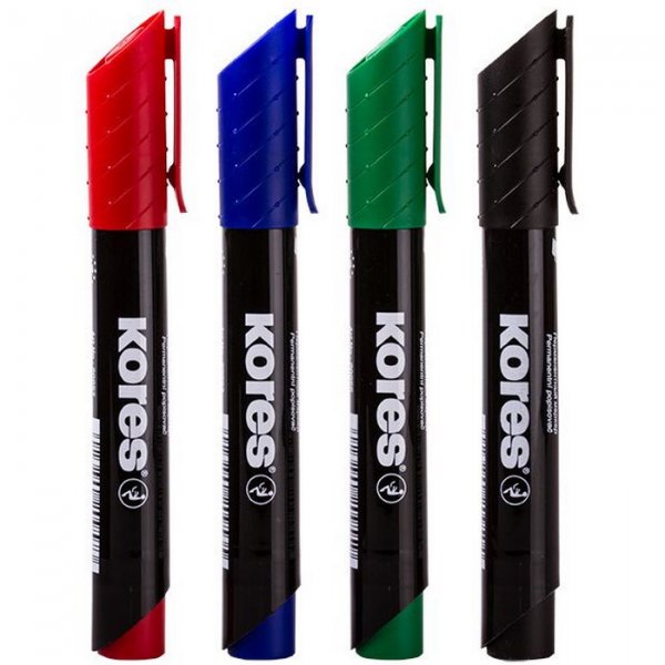 Kores Permanentné popisovače K-Marker  3-5 mm, 4 farby