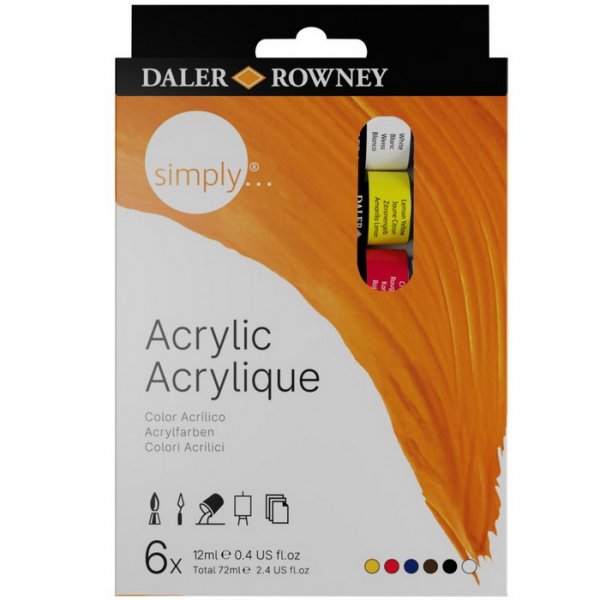 Daler-Rowney Akrylové farby Simply 12 ml, 6 ks