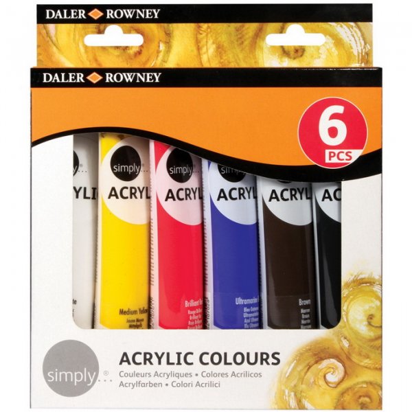 Daler-Rowney Akrylové farby Simply 75 ml, 6 ks