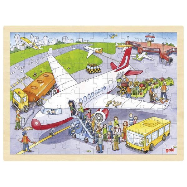 Goki Drevené puzzle Letisko, 96 dielikov