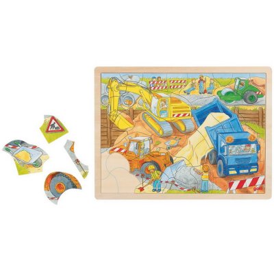 Goki Drevené puzzle Stavenisko, 56 dielikov