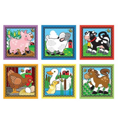 Melissa & Doug - Drevené obrázkové kocky - Farma, 4x4