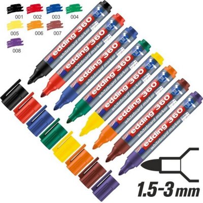 Edding 360 popisovač na biele tabule, kužeľový hrot 1.5-3 mm, 8 farieb