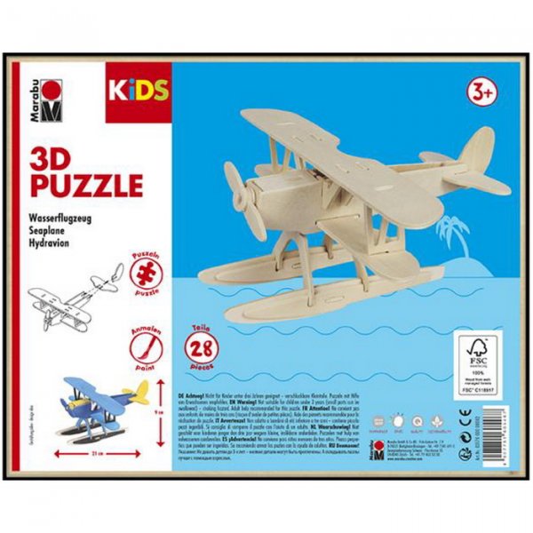 Marabu 3D Puzzle - Hydroplán, 28 dielov