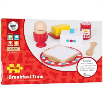 Bigjigs Toys Drevený raňajkový set, 8 ks
