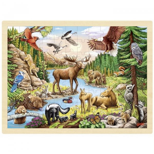 Goki Drevené puzzle Severoamerická divočina, 96 dielikov
